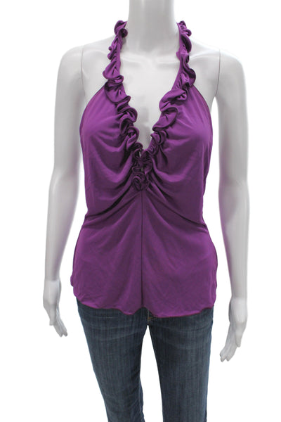 Armani Collezioni Women Jersey Tank Halter Purple Size 10