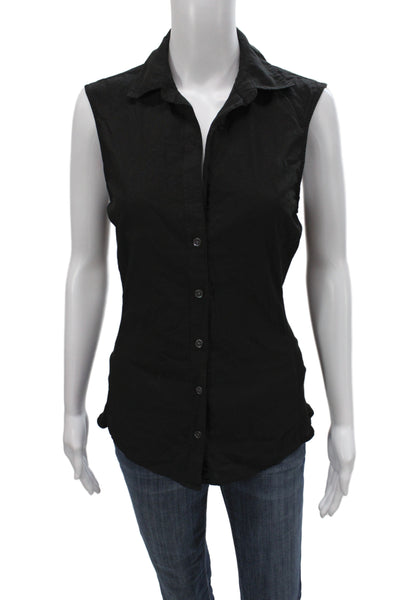 Standard James Perse Women Sleeveless Cotton Button-Up Black Size 2
