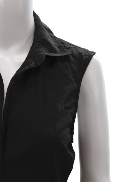Standard James Perse Women Sleeveless Cotton Button-Up Black Size 2