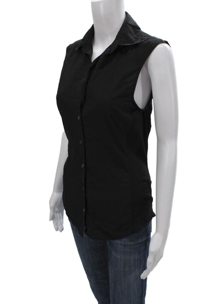 Standard James Perse Women Sleeveless Cotton Button-Up Black Size 2
