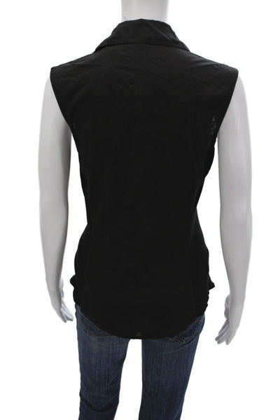 Standard James Perse Women Sleeveless Cotton Button-Up Black Size 2