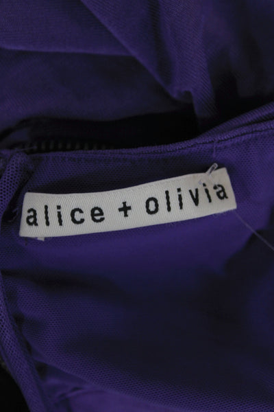 Alice + Olivia Women Maxi Dress Purple Halter Sleeveless Cocktail Size XS