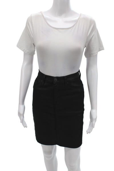 Hudson Women Straight Pencil Black Skirt Button 70% Lyocell Short Size 26