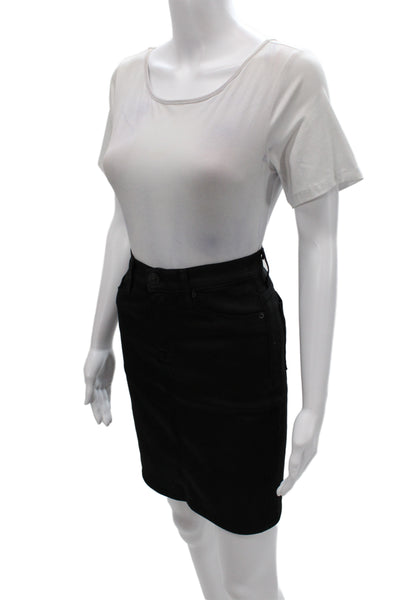Hudson Women Straight Pencil Black Skirt Button 70% Lyocell Short Size 26