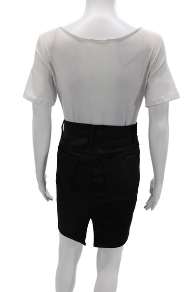 Hudson Women Straight Pencil Black Skirt Button 70% Lyocell Short Size 26