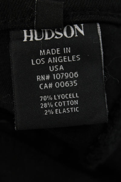 Hudson Women Straight Pencil Black Skirt Button 70% Lyocell Short Size 26
