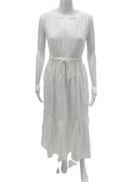 Xirena Womens Maxi Dress White V-Neck Sleeveless Cotton Boho Mid-Calf Size XS