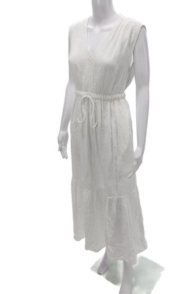 Xirena Womens Maxi Dress White V-Neck Sleeveless Cotton Boho Mid-Calf Size XS