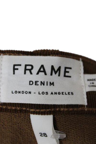 Frame Womens Mini Skirt Brown Button Casual 95% Cotton Size 28