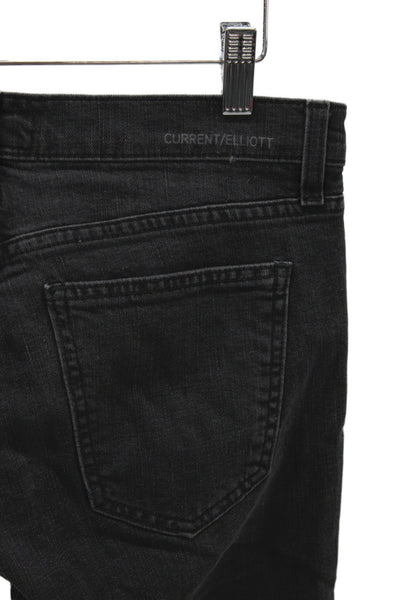 Current/Elliott Womens Black Bootcut Jeans High Rise Cotton 32 Inseam Size 28