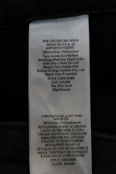 Current/Elliott Womens Black Bootcut Jeans High Rise Cotton 32 Inseam Size 28