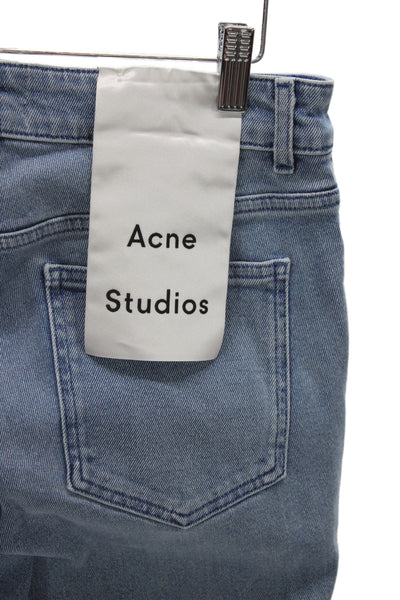ACNE Studios Women High Rise Straight Jeans Blue Cotton Button Size 30