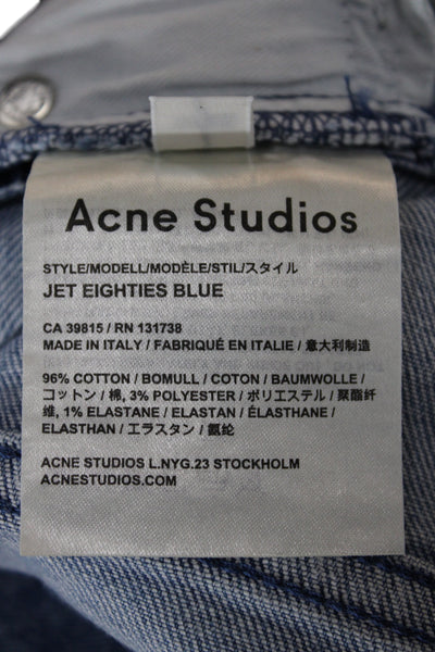 ACNE Studios Women High Rise Straight Jeans Blue Cotton Button Size 30