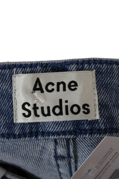ACNE Studios Women High Rise Straight Jeans Blue Cotton Button Size 30