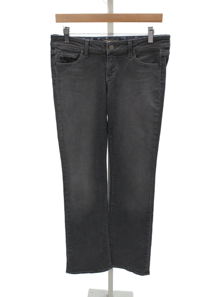 Paige Womens Gray Straight Jeans High Rise Embroidered Cotton Inseam 34 Size 29