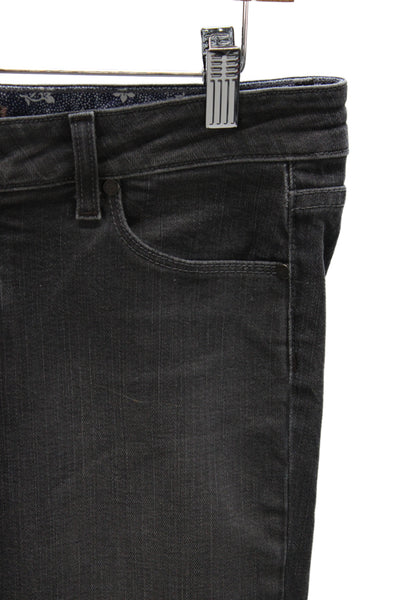Paige Womens Gray Straight Jeans High Rise Embroidered Cotton Inseam 34 Size 29