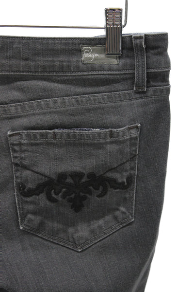 Paige Womens Gray Straight Jeans High Rise Embroidered Cotton Inseam 34 Size 29