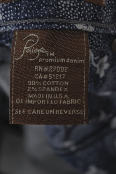 Paige Womens Gray Straight Jeans High Rise Embroidered Cotton Inseam 34 Size 29