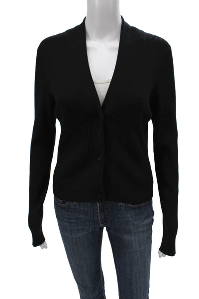Theory Womens Cardigan V Neck Long Sleeve Black Size L