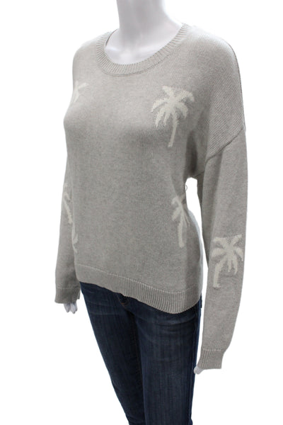 Rails Womens Gray Palm Tree Pullover Sweater Crew Neck Long Sleeve Size M