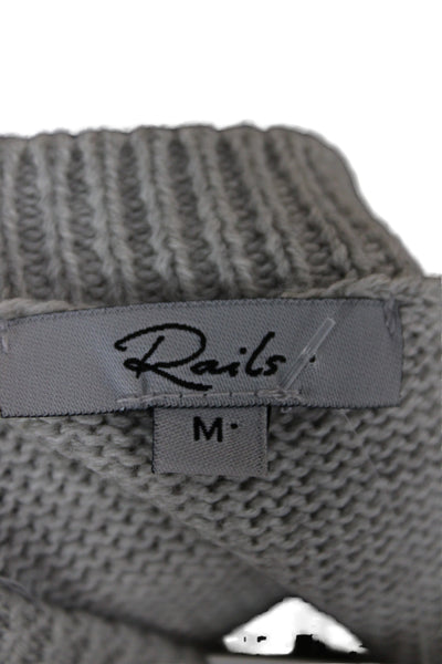 Rails Womens Gray Palm Tree Pullover Sweater Crew Neck Long Sleeve Size M
