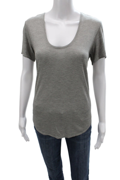 Helmut Lang Womens Gray Scoop Neck Basic Tee Short Sleeve Micro Modal Size L