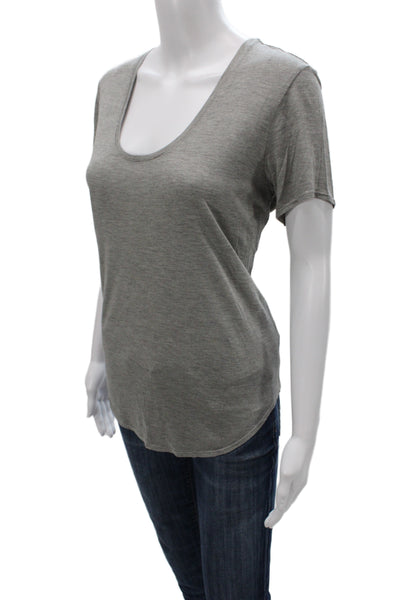 Helmut Lang Womens Gray Scoop Neck Basic Tee Short Sleeve Micro Modal Size L