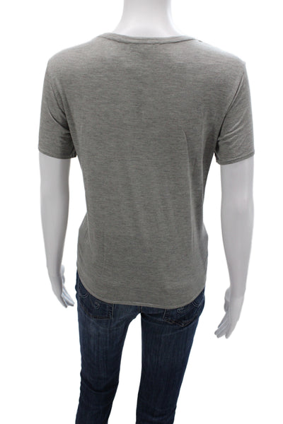 Helmut Lang Womens Gray Scoop Neck Basic Tee Short Sleeve Micro Modal Size L