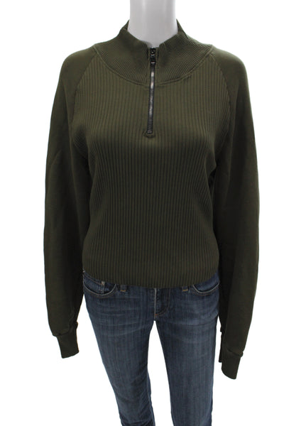 Cotton Citizen Women Pullover Mock Neck Long Sleeve Green Size L