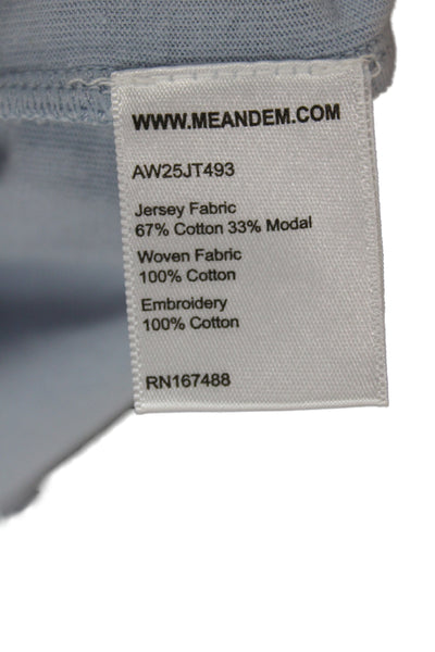 Me + Em Women Jersey High Neck Long Sleeve Blue Blouse Size 12