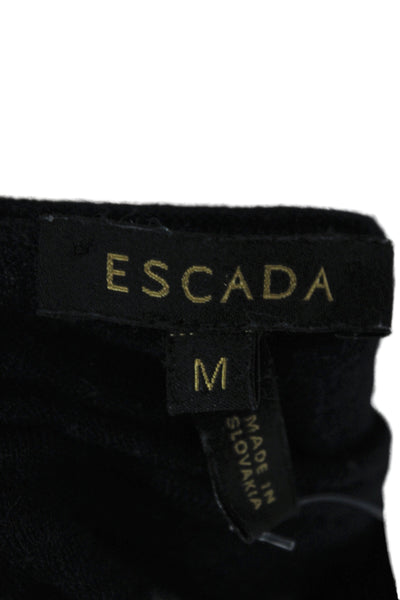 Escada Womens Black Striped Wool Boat Neck Short Sleeve T-Shirt Size M