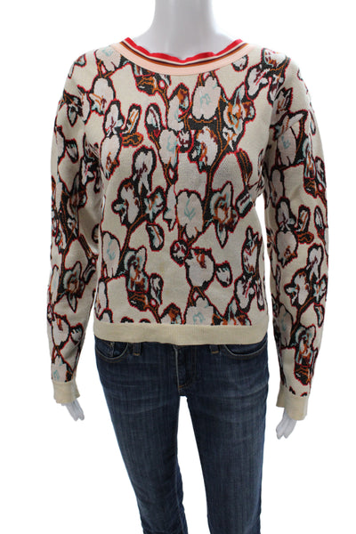 Dorothee Schumacher Womens Pullover Sweater Beige Floral Crew Neck Size 1