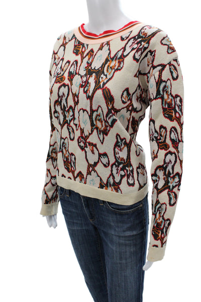 Dorothee Schumacher Womens Pullover Sweater Beige Floral Crew Neck Size 1