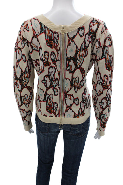 Dorothee Schumacher Womens Pullover Sweater Beige Floral Crew Neck Size 1