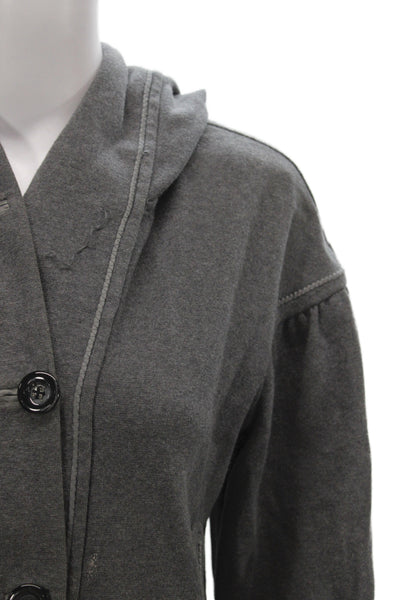 Rebecca Taylor Women Pea Coat Gray Cotton Button Long Sleeve Size 6