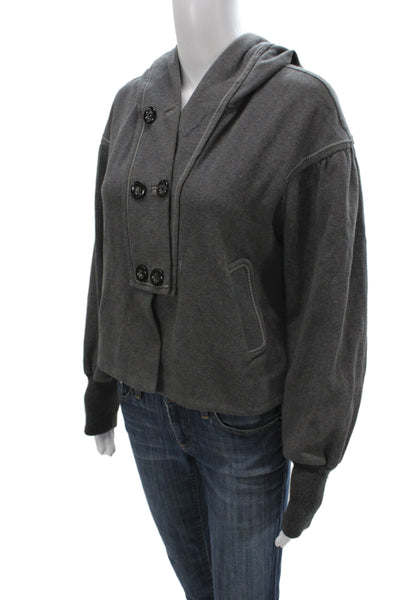 Rebecca Taylor Women Pea Coat Gray Cotton Button Long Sleeve Size 6