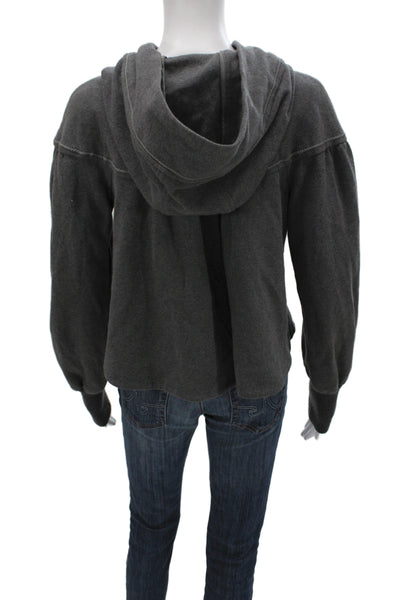 Rebecca Taylor Women Pea Coat Gray Cotton Button Long Sleeve Size 6