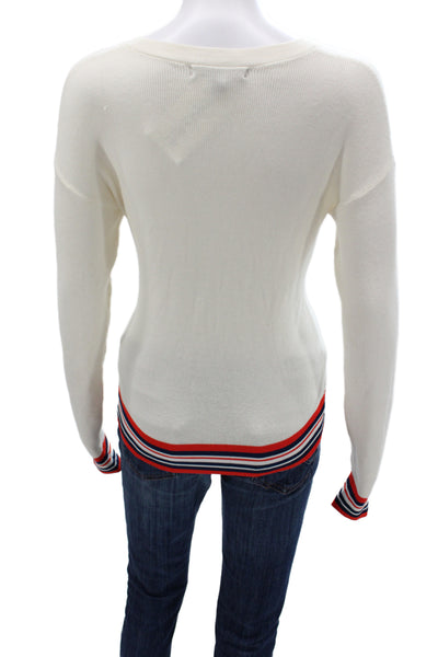 Banana Republic Womens White Pullover Sweater Round Neck Long Sleeve Size S