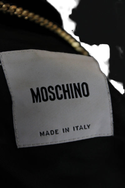 Moschino Women Black Wool Military Jacket Snap Closure Size 12