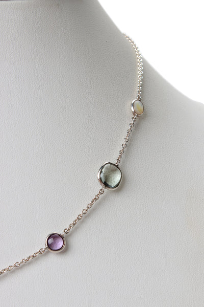 Ippolita Womens Sterling Silver Rock Candy Multi Stone Station Necklace 16"