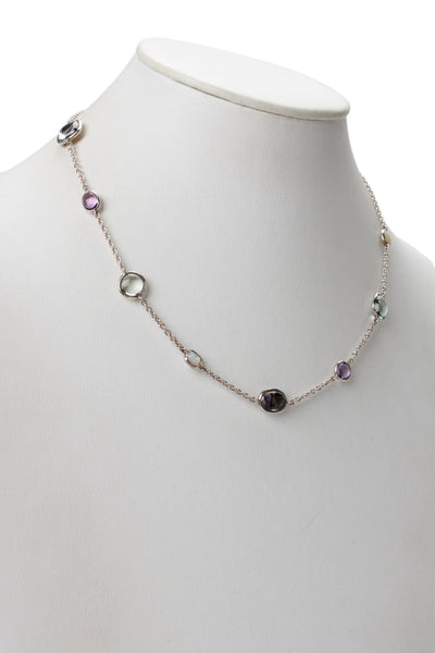 Ippolita Womens Sterling Silver Rock Candy Multi Stone Station Necklace 16"