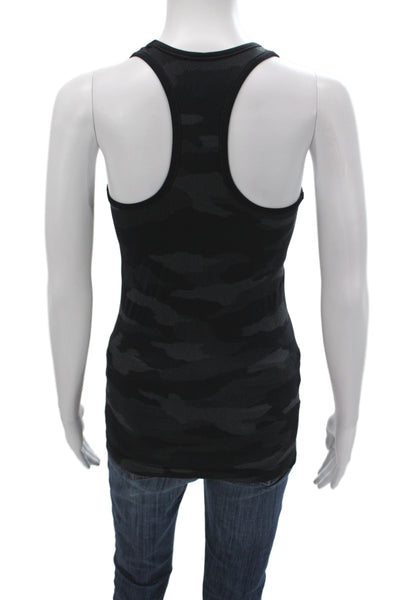 Athleta Womens Basic Camo Tank Black Scoop Neck Sleeveless Size XS