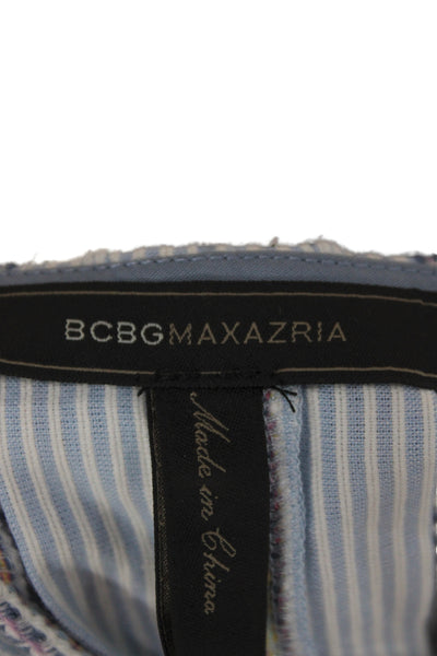 BCBG Max Azria Womens Tunic Blue Striped V-Neck 3/4 Sleeve Boho Size XS