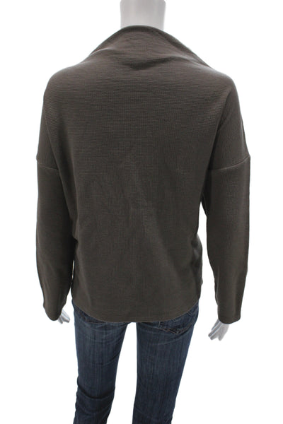 Eileen Fisher Women Organic Cotton Boat Neck Long Sleeve T-Shirt Brown Size 1X