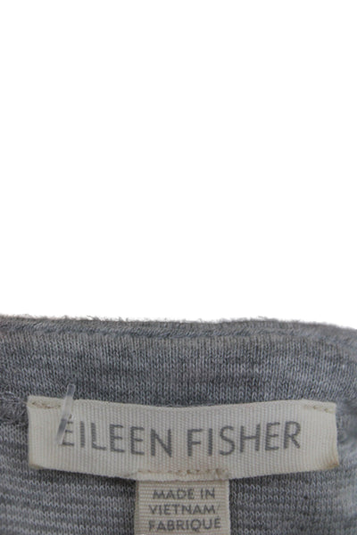 Eileen Fisher Womens Basic Gray Pullover Tee Longsleeve Size L