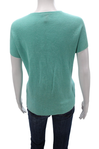 Eileen Fisher Womens Sleeveless Pullover Sweater Green Organic Linen Size L