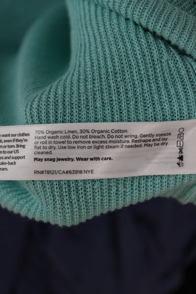Eileen Fisher Womens Sleeveless Pullover Sweater Green Organic Linen Size L
