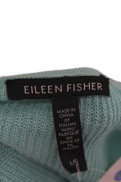 Eileen Fisher Womens Sleeveless Pullover Sweater Green Organic Linen Size L