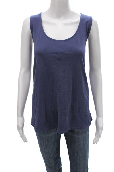 Eileen Fisher Women Blue Organic Cotton Scoop Neck Basic Tank Size XL