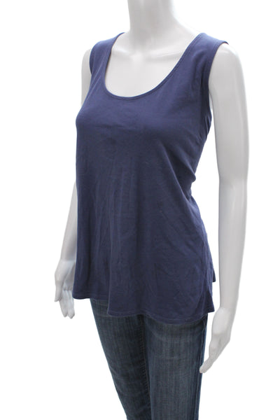 Eileen Fisher Women Blue Organic Cotton Scoop Neck Basic Tank Size XL